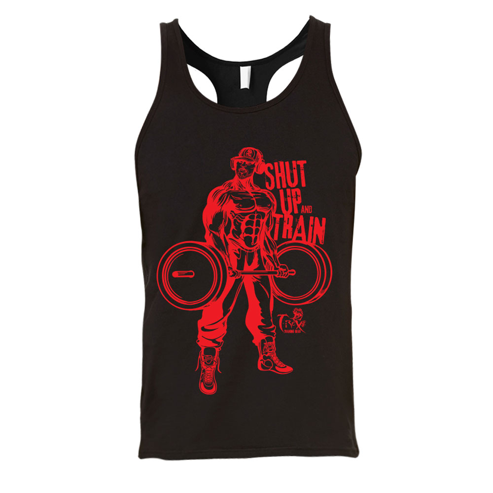 Shop - He-Rex "Shut up and Train" Racer Back Tank- Black